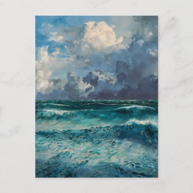 Postal Rough Seas - Impressionism Style Seascape Art (Anverso)