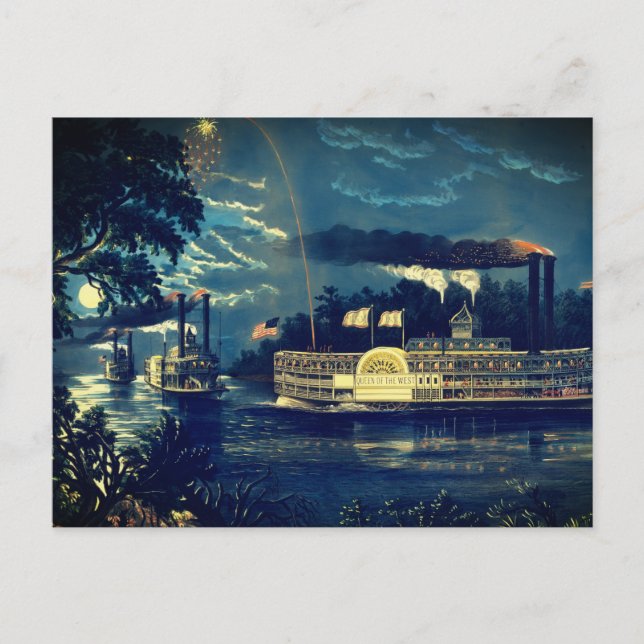 Postal "Rounding a Bend" en el Misisipi: (Anverso)