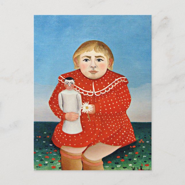 Postal Rousseau - Niño con muñeca (Anverso)