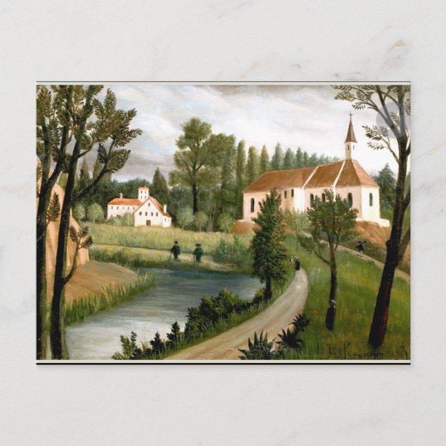 Postal Rousseau - Paisaje con Capilla, arte fino (Anverso)