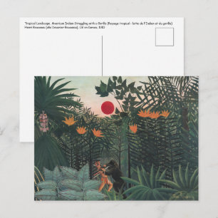 Postal Rousseau - Paisaje Tropical, Indio y Gorila