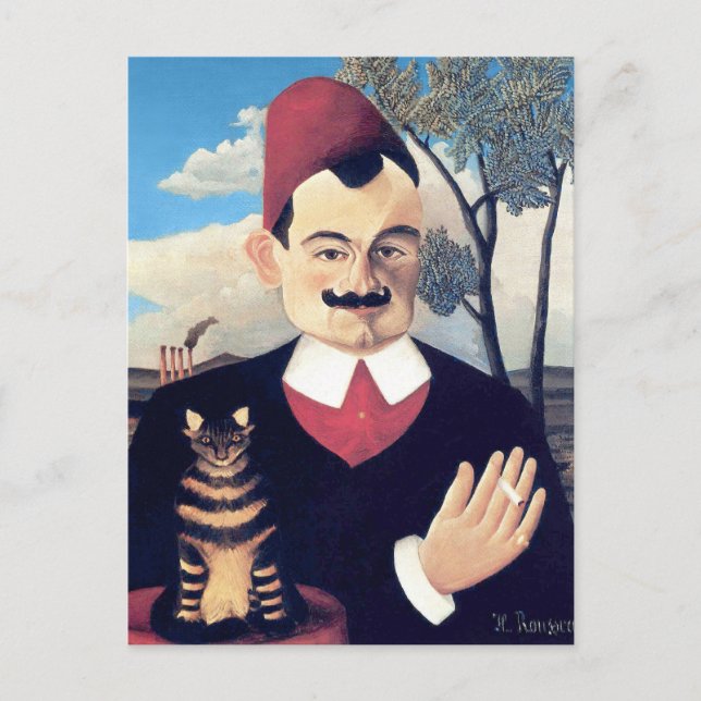 Postal Rousseau - Retrato de Pierre Loti con gato (Anverso)