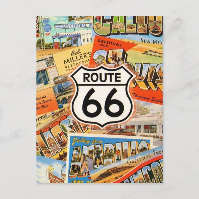 Postal  Route 66 Colorful Postcard (Anverso)