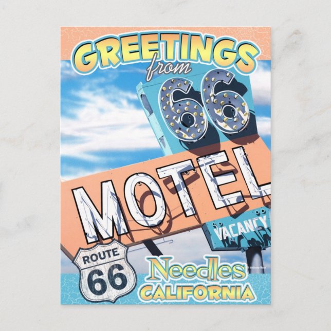 Postal Route 66 Greetings Needles California Postcard (Anverso)