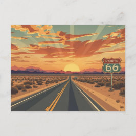 Postal Route 66 Sunset Desert Road Travel Art