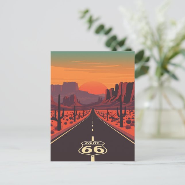 Postal Route 66 USA Vintage Sunset Desert (Anverso de pie)