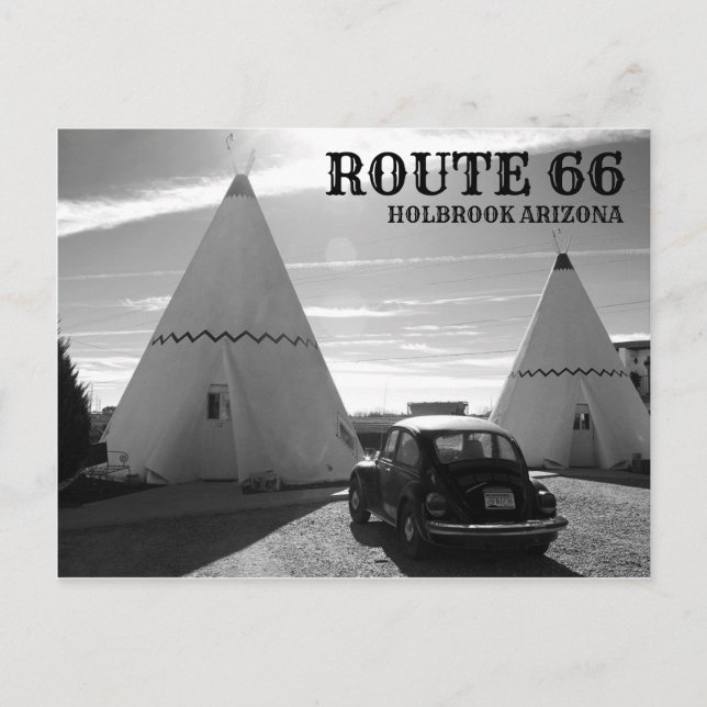 Postal Route 66 Vintage Motel Black and White (Anverso)