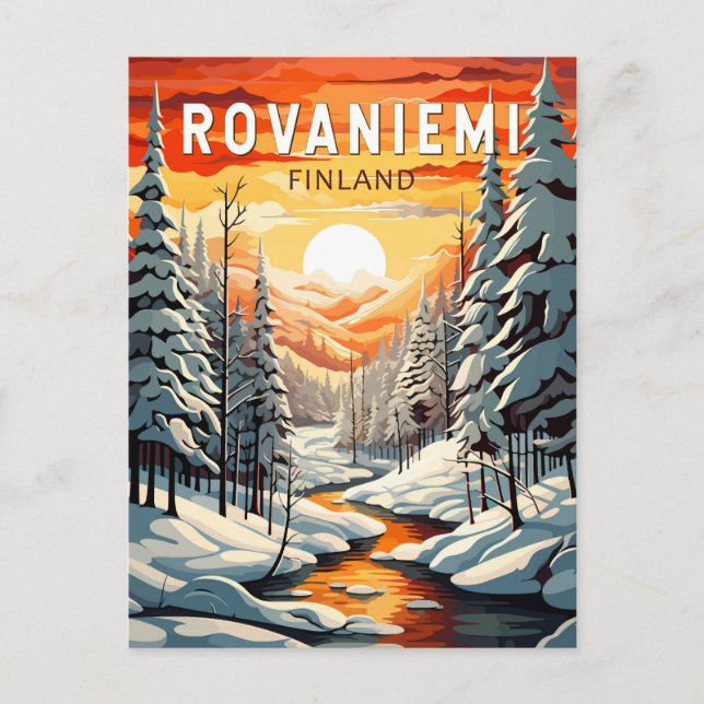 Postal Rovaniemi Finlandia Arte Viaje Vintage (Anverso)