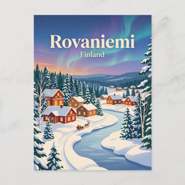 Postal Rovaniemi, Finlandia, invierno (Anverso)
