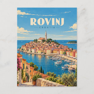 Postal Rovinj Croacia Arte de Viaje Vintage