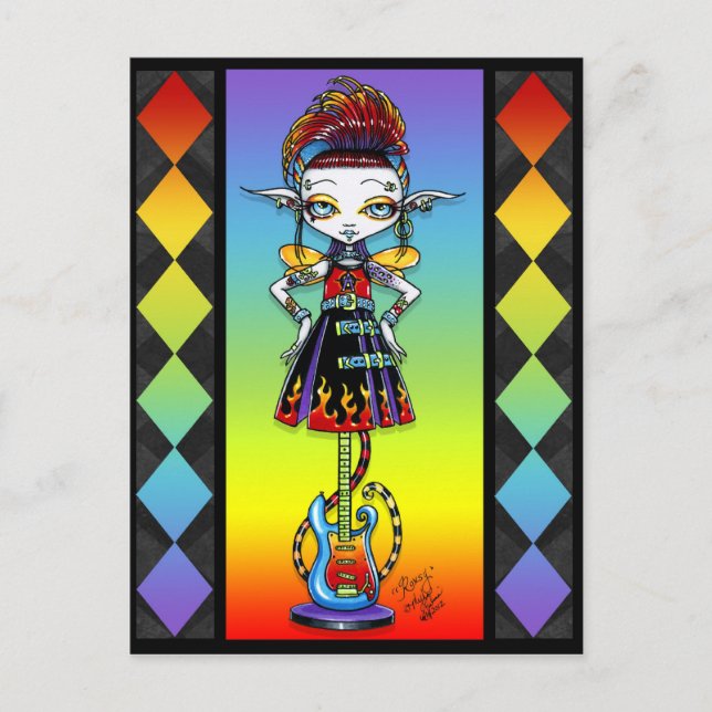 Postal Roxsy Pixie Stick Psychobilly Rainbow Fae Postcard (Anverso)