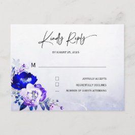 Postal Royal Blue and Purple Wedding RSVP
