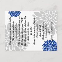 Royal Blue Silver Floral Burst Candy Buffet Cards