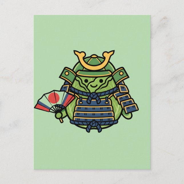 Postal Royal Cabbage Samurai Warrior with War Fan Illustr (Anverso)