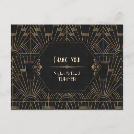 Postal Royal Gold Black Great Gatsby Boda Gracias