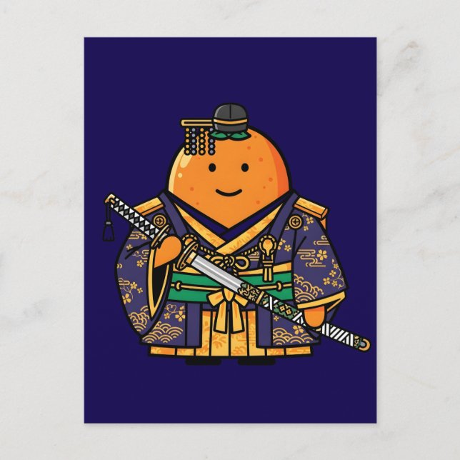 Postal Royal Orange Samurai Officer Japanese Kimono (Anverso)