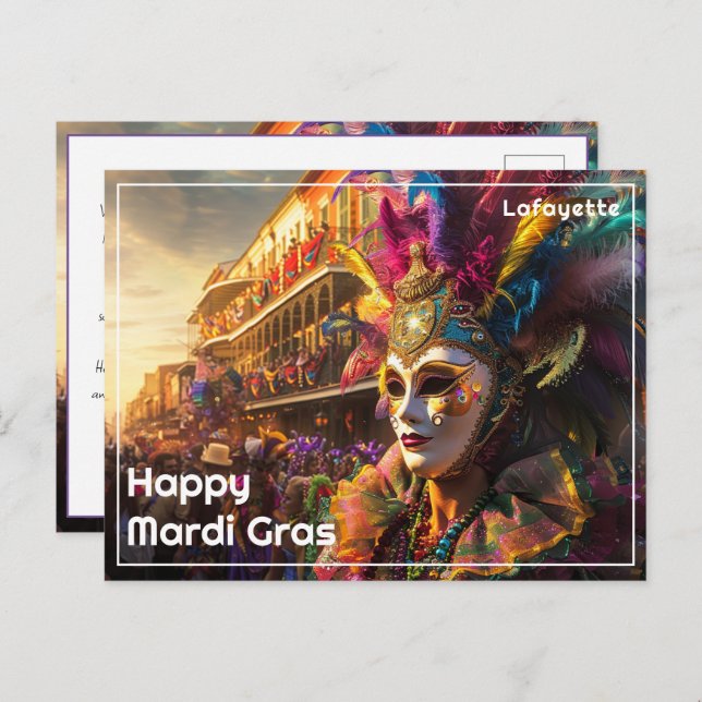 Postal 💚 💜 💛 Royal Regalia: Mardi Gras Extravaganza (Anverso / Reverso)