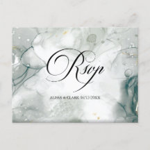 RSVP abstracto de acuarela en blanco y negro