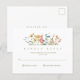 Postal RSVP Boda Boho Flor Silvestre de Verano