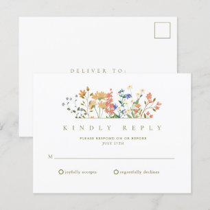 Postal RSVP Boda Boho Flor Silvestre de Verano