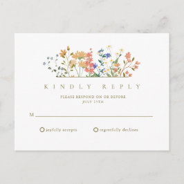 Postal RSVP Boda Boho Flor Silvestre de Verano