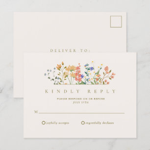 Postal RSVP Boda Boho Flor Silvestre de Verano