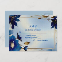 RSVP boda de flores azules de deceno