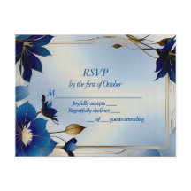 RSVP boda de flores azules de deceno