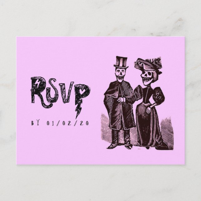 Postal RSVP Boda de Halloween Gótica (Anverso)
