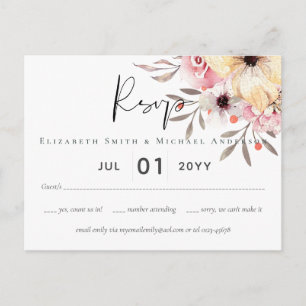 Postal RSVP boda de matrimonio con salchichas florales ro