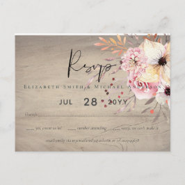 Postal RSVP boda de matrimonio con salchichas florales ro