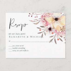 Postal RSVP boda de matrimonio con salchichas florales ro