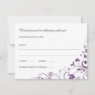 Postal RSVP Bouquet de moda (Plum)