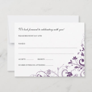 Postal RSVP Bouquet de moda (Plum)