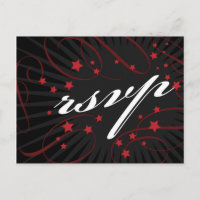 Postal RSVP con estilo poster rojo y negro DIY