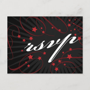 Postal RSVP con estilo poster rojo y negro DIY