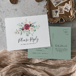 Postal RSVP con opción de menú Eucalyptus contempo