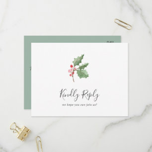 Postal RSVP con opción de menú verde para navidade