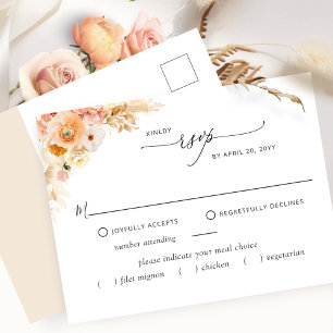 Postal RSVP con/sin comidas, Ensalada y Crema
