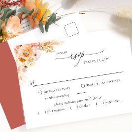 Postal RSVP con/sin comidas, Naranja de sémola y óxido