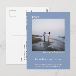 Postal RSVP de boda azul simple moderno minimalista con f