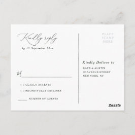 Postal RSVP de boda con vegetación de eucalipto