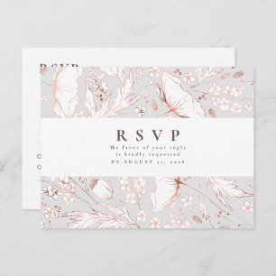 Postal RSVP de boda de flores silvestres dibujadas a mano