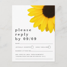 Postal RSVP de boda de girasol amarillo ruso