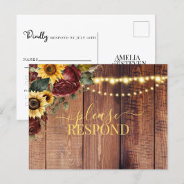 Postal RSVP de boda de girasol ruso