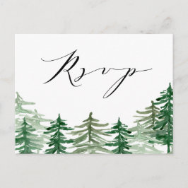 Postal RSVP de Boda de Woodland con color de agua