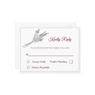 Postal RSVP de boda floral con lavanda