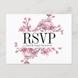 Postal RSVP de Boda Floral de Cerezo Rosa