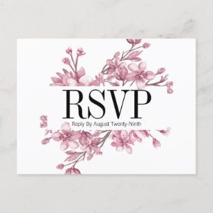 Postal RSVP de Boda Floral de Cerezo Rosa