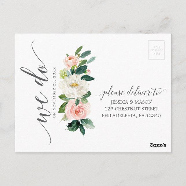 Postal RSVP de Boda Floral de Flushing Blooms (Reverso)
